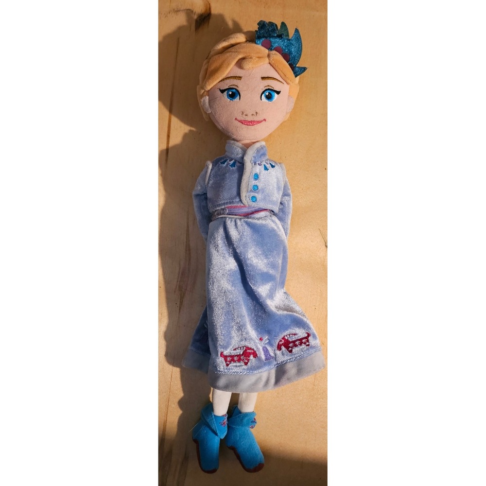 Disney Frozen Anna Plush Doll Stuffed Toy Blue Dress Ice Queen Character Toy